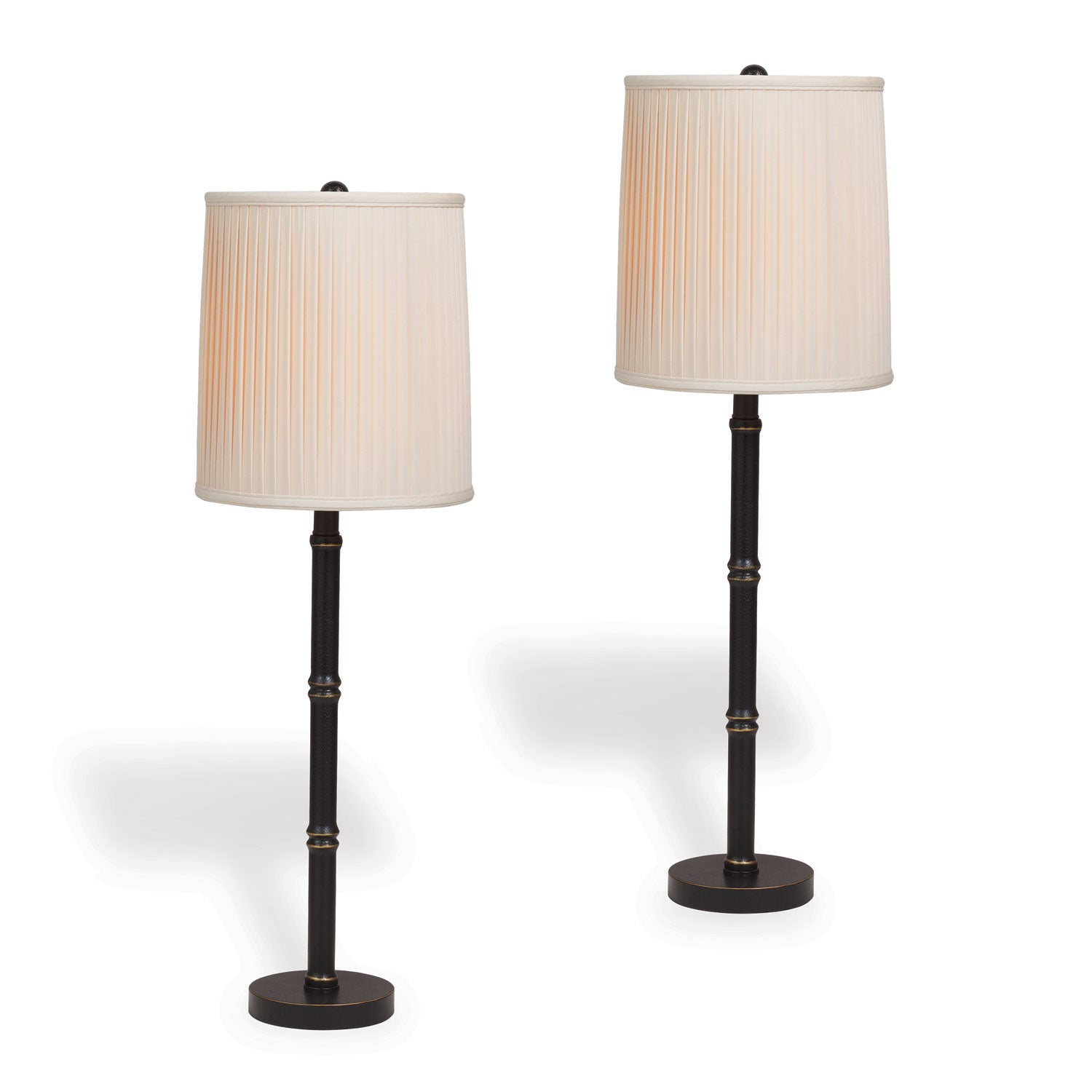 Port 68 Lauderdale Black Buffet 33" Set of 2 Table Lamp with Beige Softback Shade