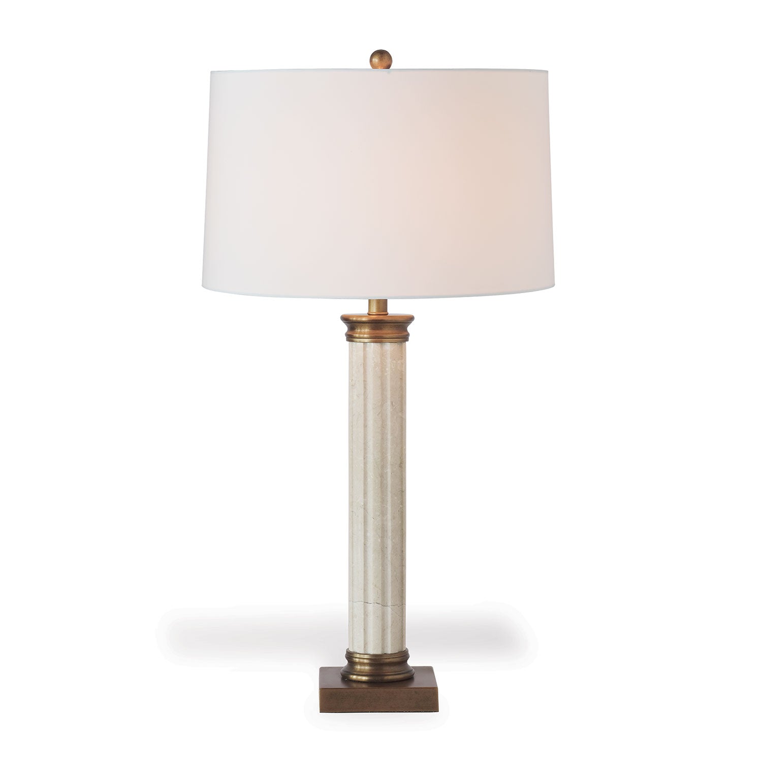 Port 68 Lincoln Park Brass Table Lamp with White Hardback Drum Shade