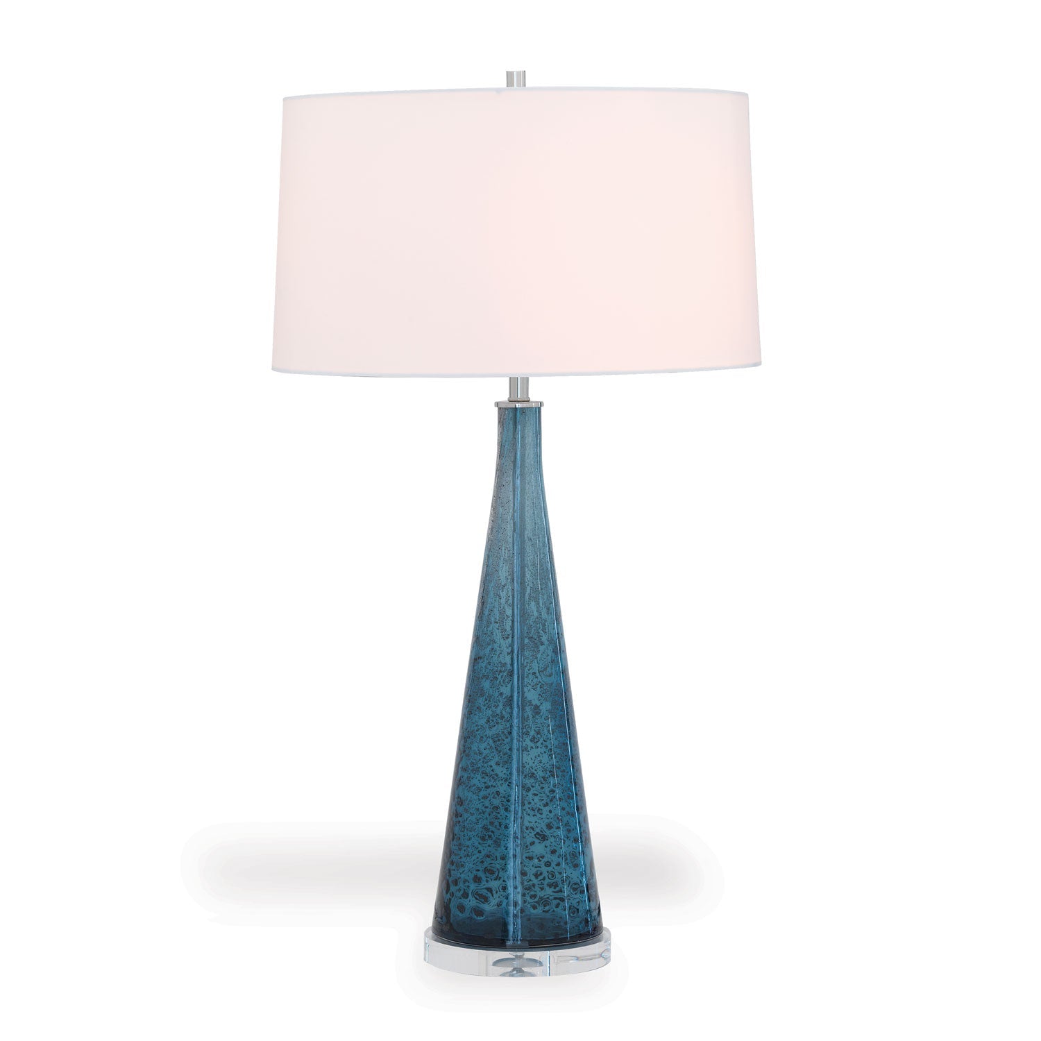 Port 68 London Smoke Blue Glass 33" Table Lamp with White Round Hardback Shade