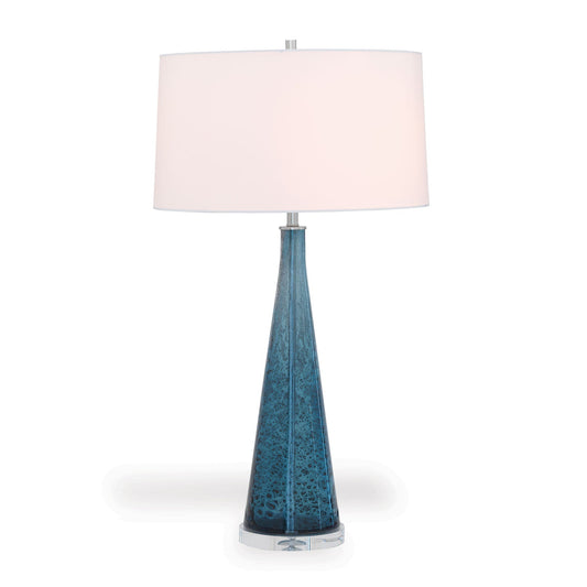 Port 68 London Smoke Blue Glass 33" Table Lamp with White Round Hardback Shade