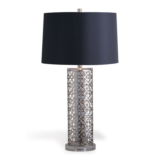 Port 68 Luis Nickel 32" Table Lamp with Black Round Drum Hardback Shade
