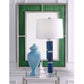 Port 68 Malachite Blue Transitional Table Lamp with White Round Hardback Shade