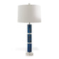 Port 68 Malachite Blue Transitional Table Lamp with White Round Hardback Shade