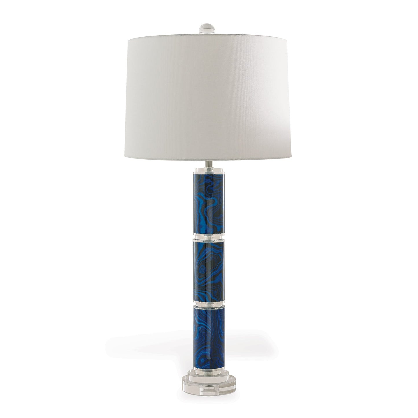 Port 68 Malachite Blue Transitional Table Lamp with White Round Hardback Shade