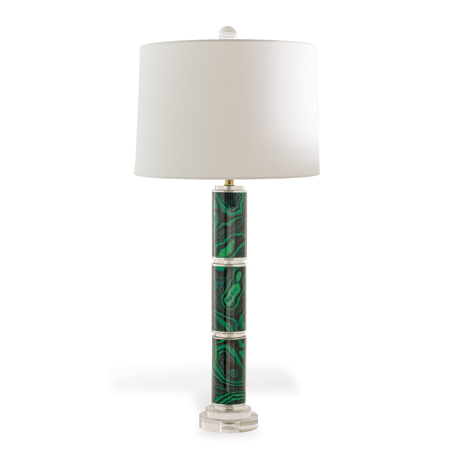 Port 68 Malachite Green Transitional Table Lamp with White Round Hardback Shade