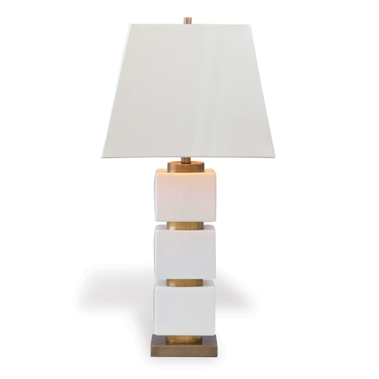 Port 68 Manhattan Modern Table Lamp with White Square Hardback Shade