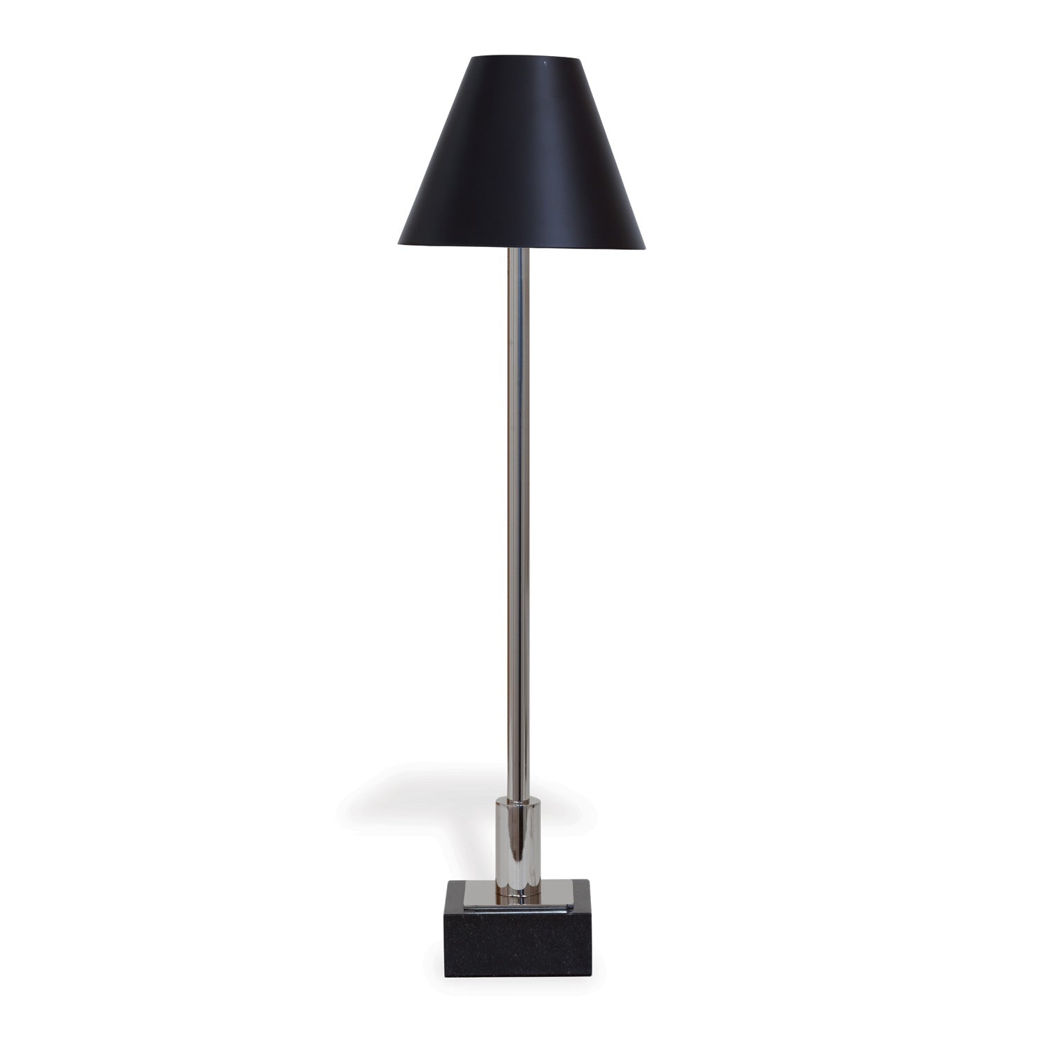 Port 68 Marais Set of 2 Polished Nickel Modern Buffet Table Lamp with Black Hardback Metal Shade