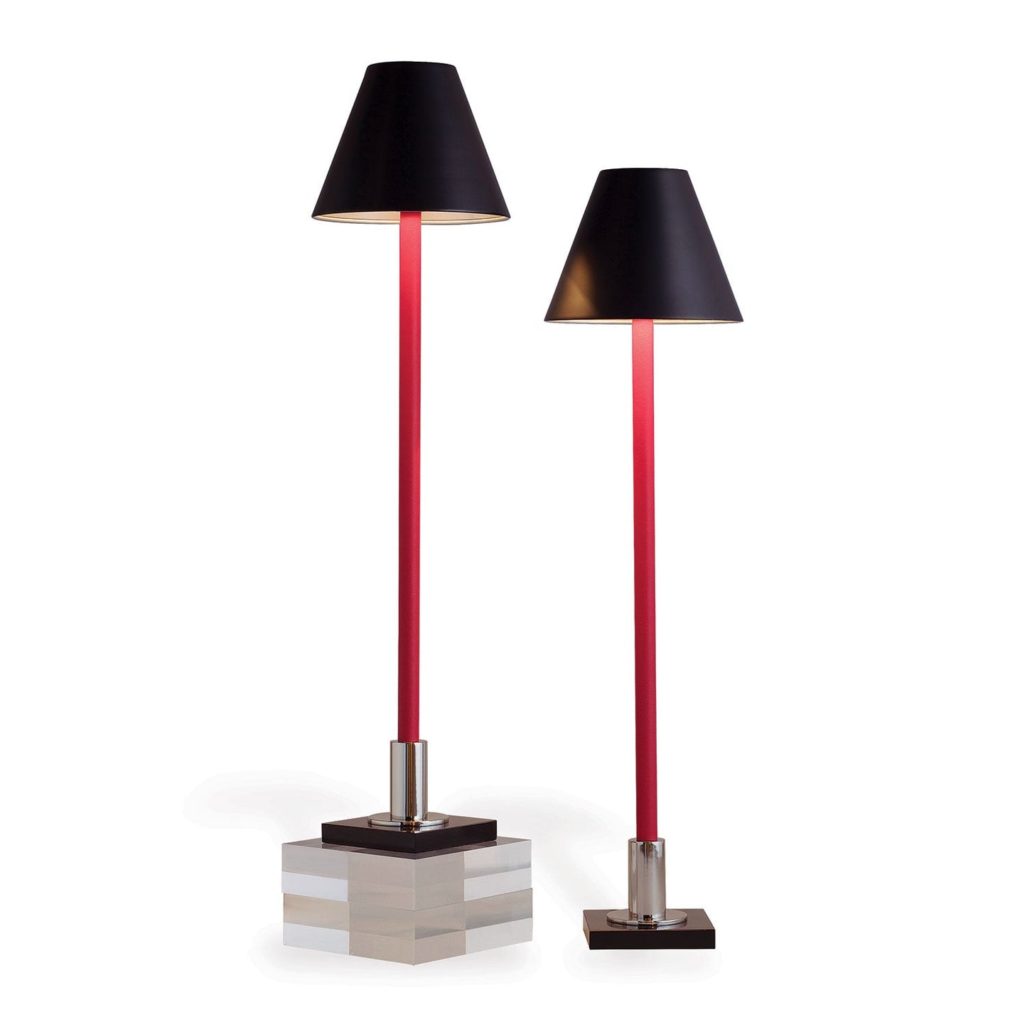 Port 68 Marais Set of 2 Red Modern Buffet Table Lamp with Black Hardback Metal Shade