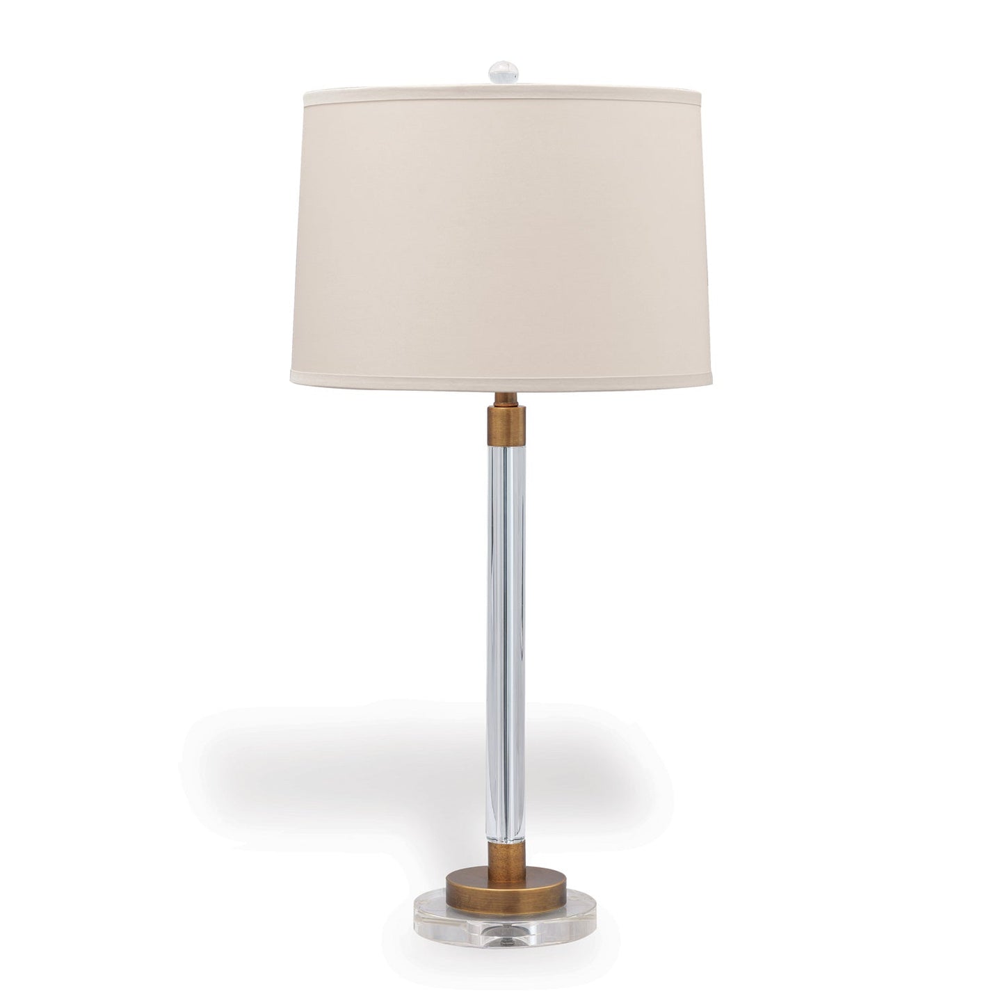 Port 68 Maxwell Brass 34" Table Lamp with Beige Round Drum Hardback Shade