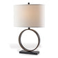 Port 68 Megan Bronze Modern Table Lamp with White Oval Hardback Shade