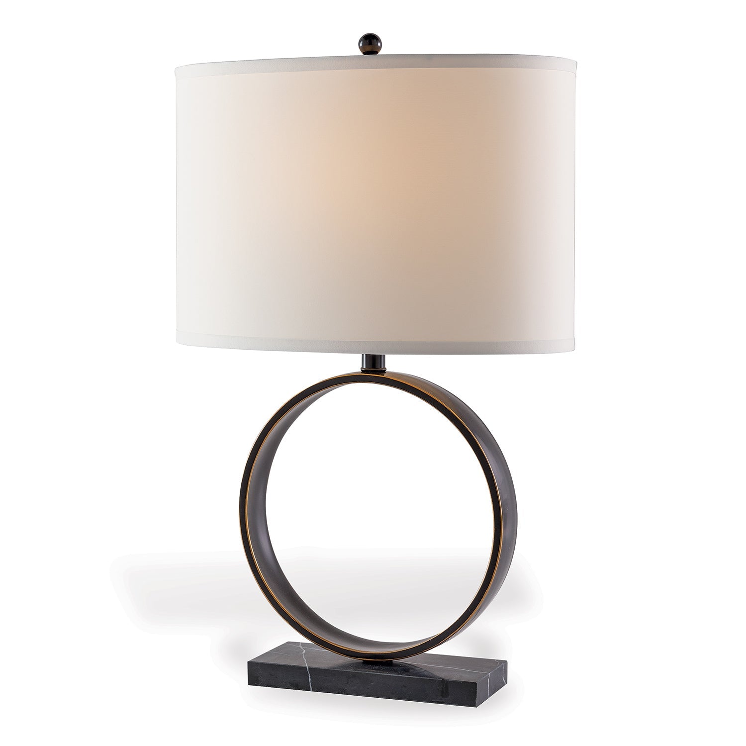 Port 68 Megan Bronze Modern Table Lamp with White Oval Hardback Shade