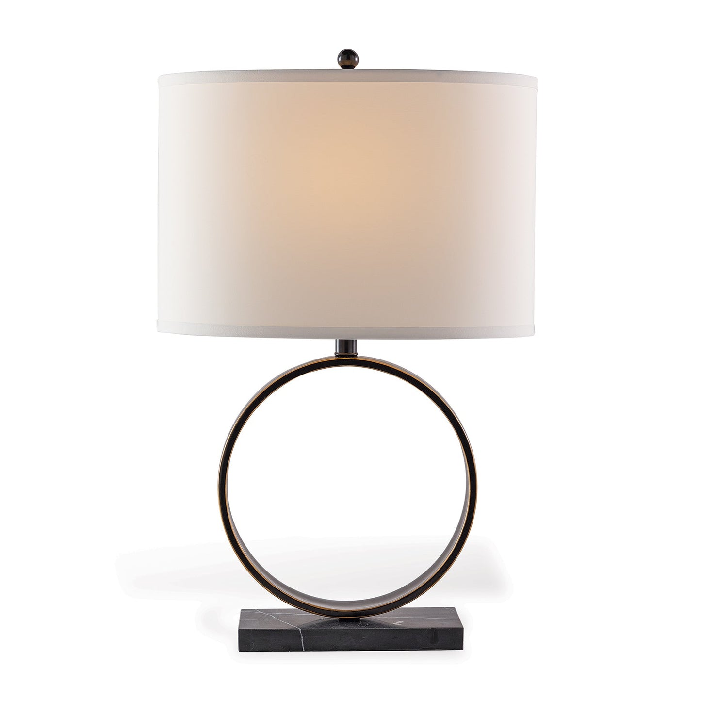 Port 68 Megan Bronze Modern Table Lamp with White Oval Hardback Shade