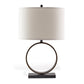 Port 68 Megan Bronze Modern Table Lamp with White Oval Hardback Shade