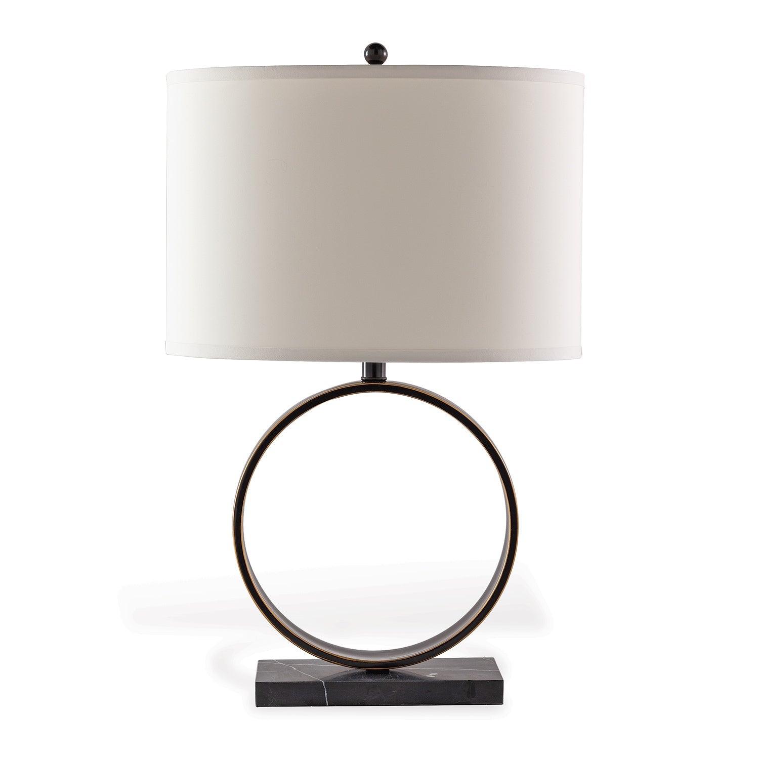 Port 68 Megan Bronze Modern Table Lamp with White Oval Hardback Shade