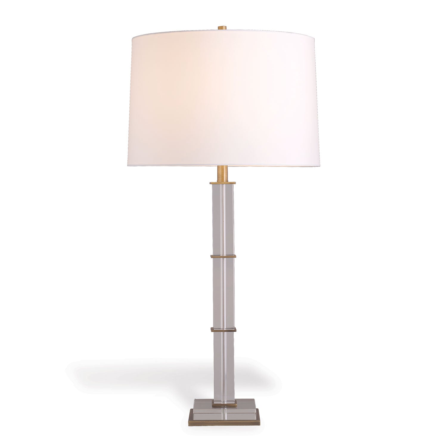 Port 68 Metro Aged Brass Transitional Table Lamp with White Hardback Drum Shade