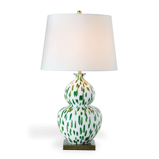 Port 68 Mill Reef Palm Classic Table Lamp with White Round Hardback Shade