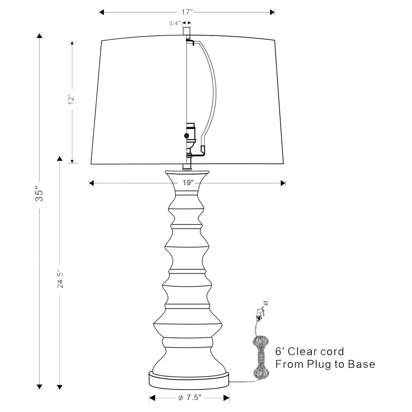 Port 68 Montauk White Modern Country House Table Lamp with White Hardback Drum Shade