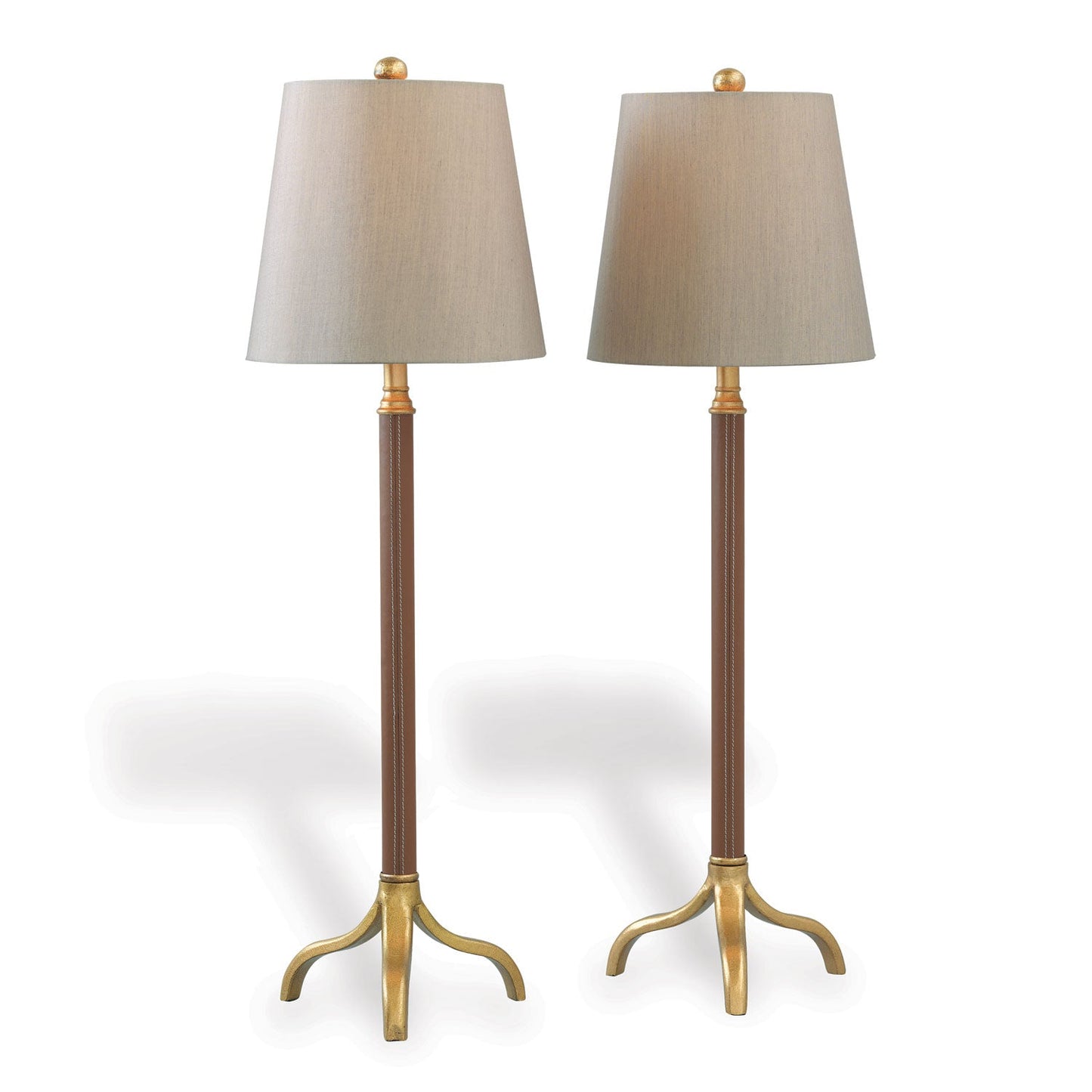 Port 68 Portobello Brown Set of 2 Modern Buffet Table Lamp with Beige Hardback Shade