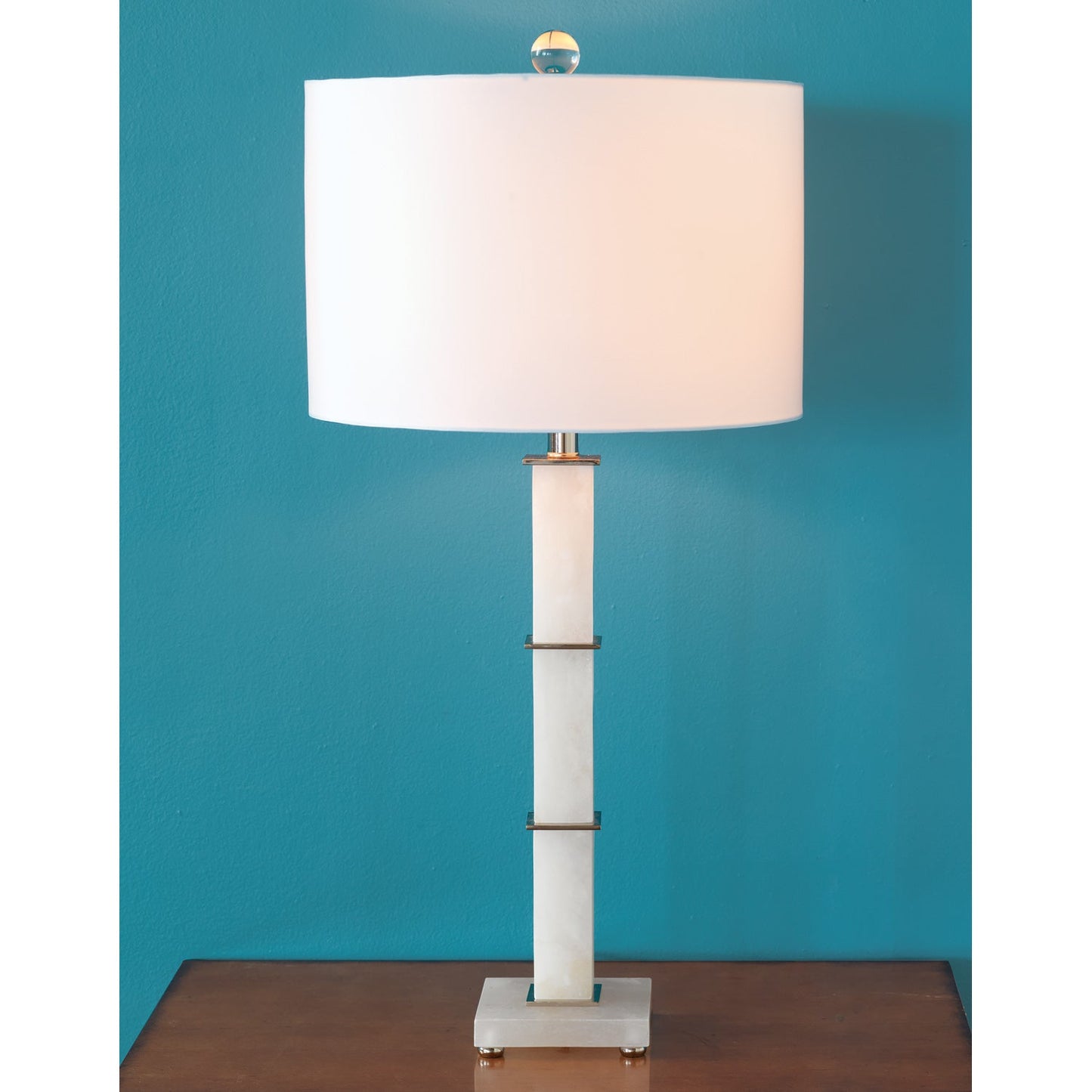 Port 68 Rialto Alabaster 34" Classic Modern Table Lamp with White Hardback Shade