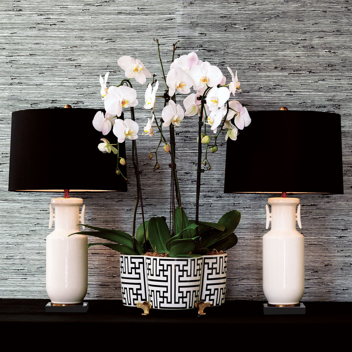 Port 68 Song Black Classic Modern Table Lamp with Black Hardback Shade