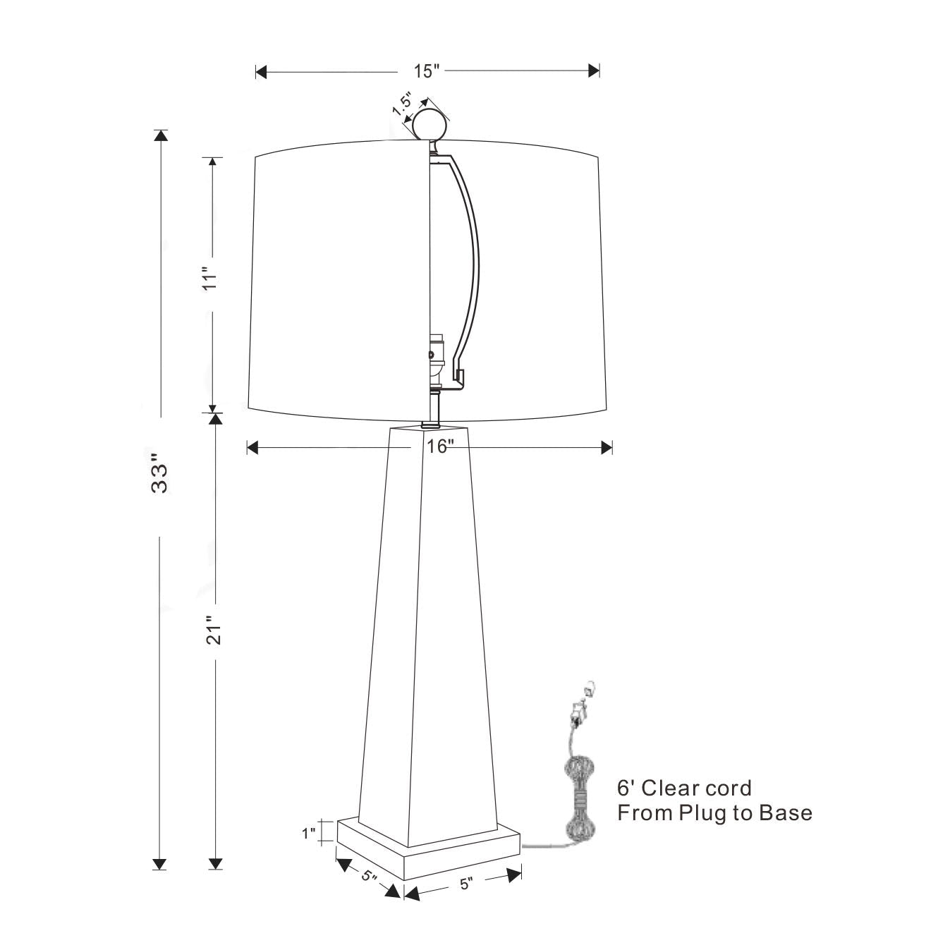 Port 68 Stoneridge White Classic Modern Quartz Table Lamp with White Hardback Shade