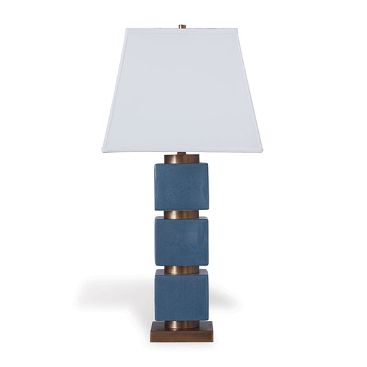 Port 68 Sydney Blue Modern Table Lamp with White Square Softback Shade