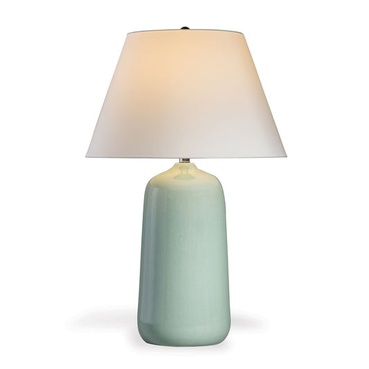 Port 68 Thomas Celadon Modern Table Lamp with White Hardback Shade
