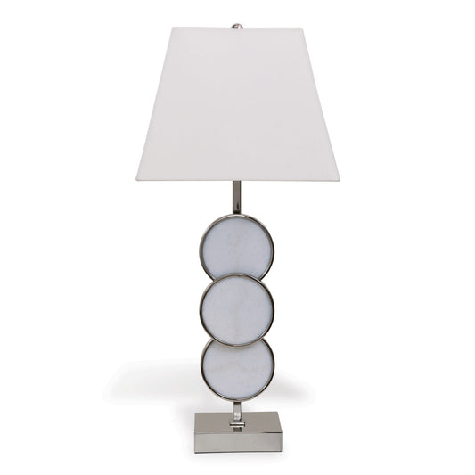 Port 68 Titan Nickel Table Lamp with White Square Hardback Shade
