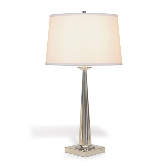 Port 68 Toronto Nickel Modern Table Lamp with Beige Hardback Shade