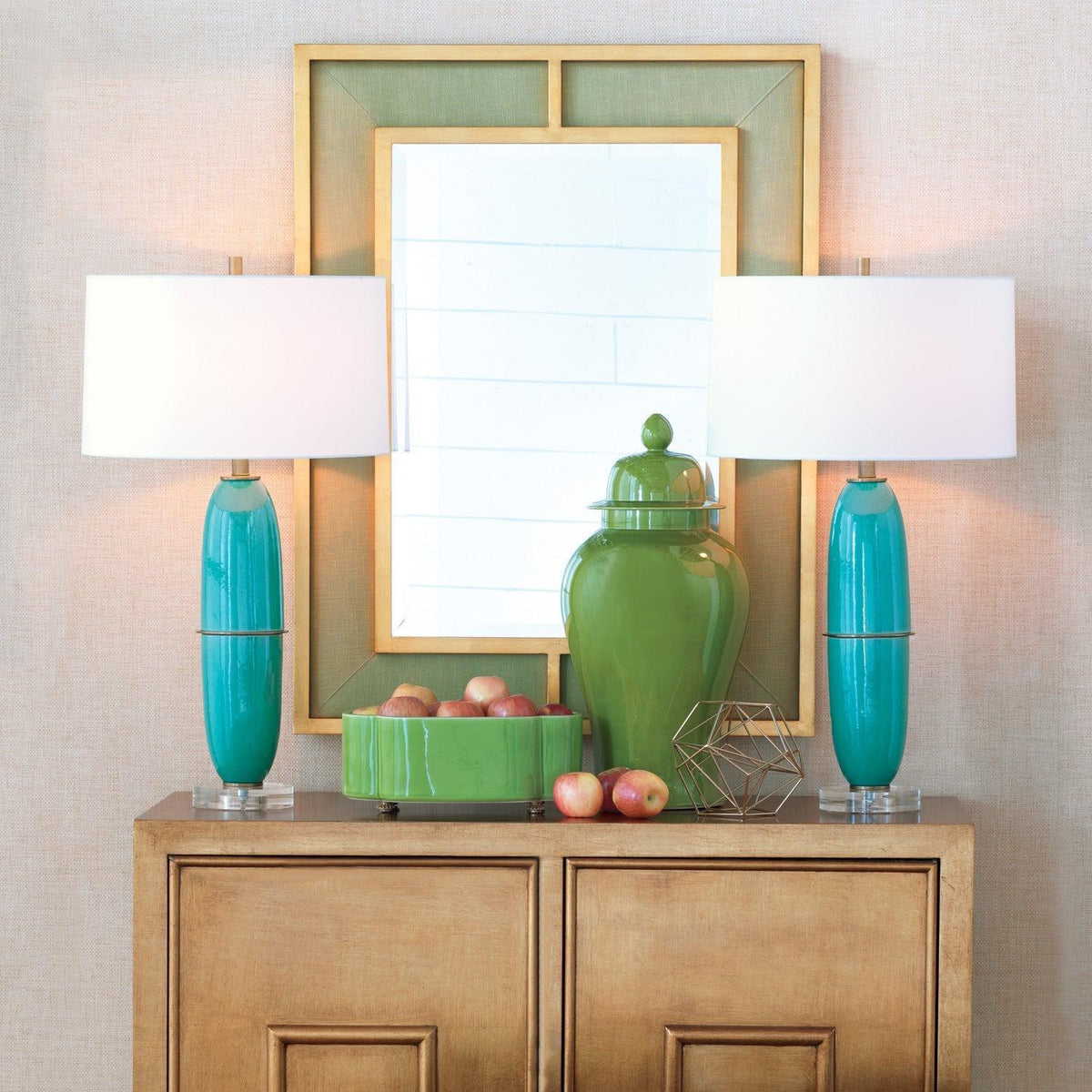 Port 68 Torpedo Peacock 32" Modern Table Lamp with Whit Round Hardback Shade