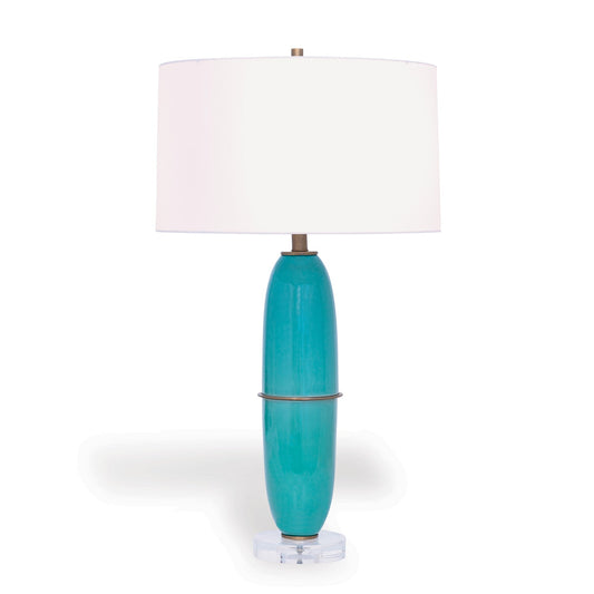 Port 68 Torpedo Peacock 32" Modern Table Lamp with Whit Round Hardback Shade