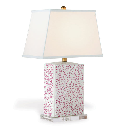 Port 68 Venezia Rhubarb Table Lamp with White Empire Softback Shade