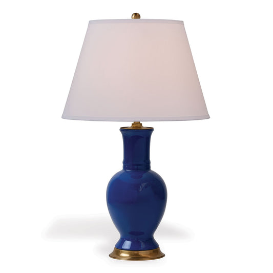 Port 68 Westport Blue Modern Traditional Table Lamp with White Hardback Shade