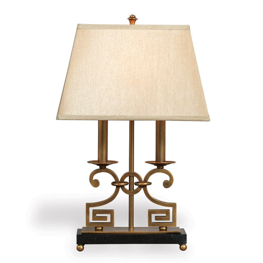 Port 68 Whitney Desk 24" Brass Modern Table Lamp with Beige Hardback Rectangle Empire Shade
