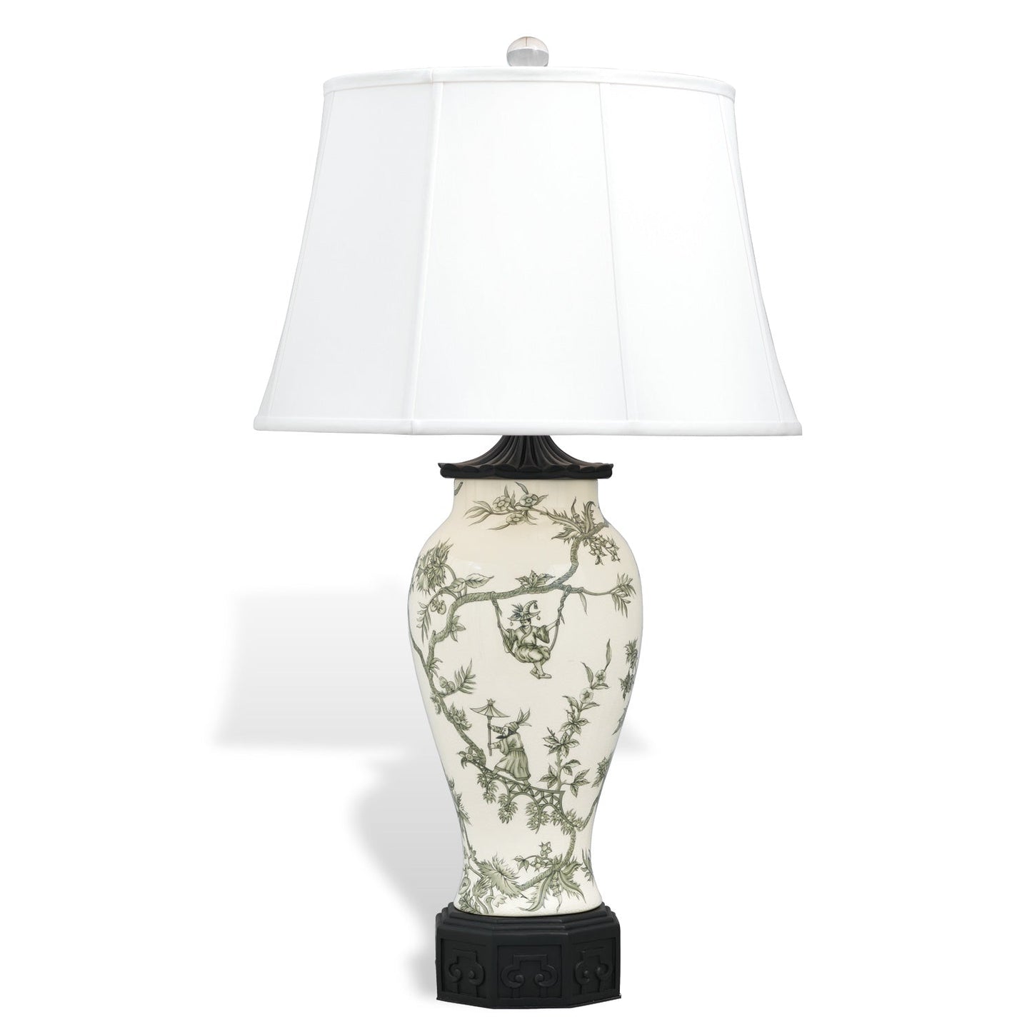 Port 68 Windsor Toile 36" Black Table Lamp with White Round Softback Empire Shade