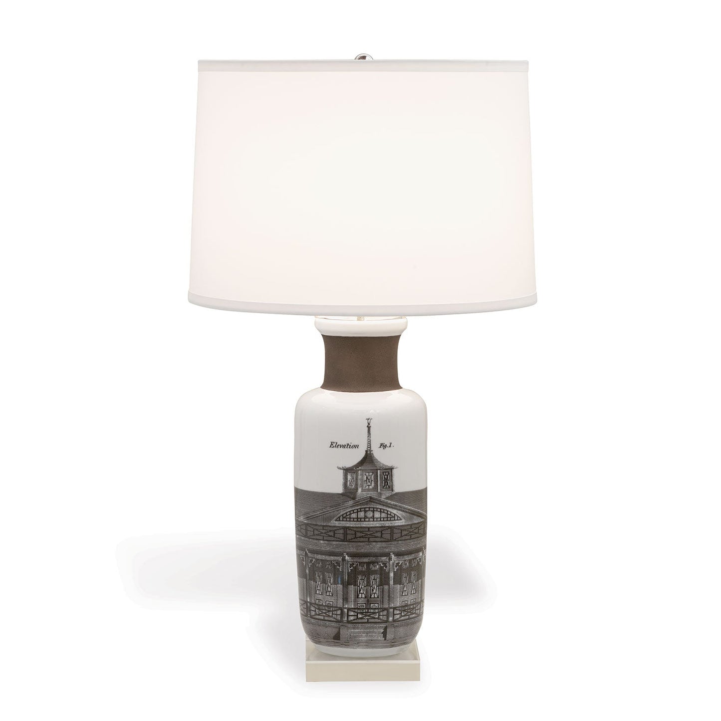 Port 68 Woodbury Table Lamp with White Hardback Drum Shade