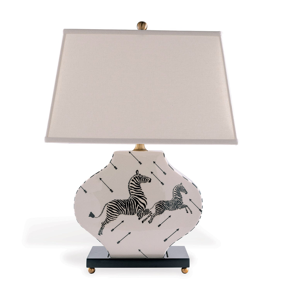 Port 68 Zebra Black White Modern Classic Table Lamp with Rectangle Softback Shade