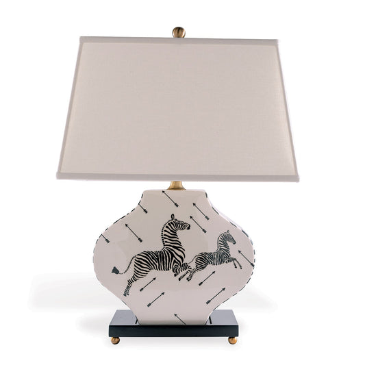 Port 68 Zebra Black White Modern Classic Table Lamp with Rectangle Softback Shade