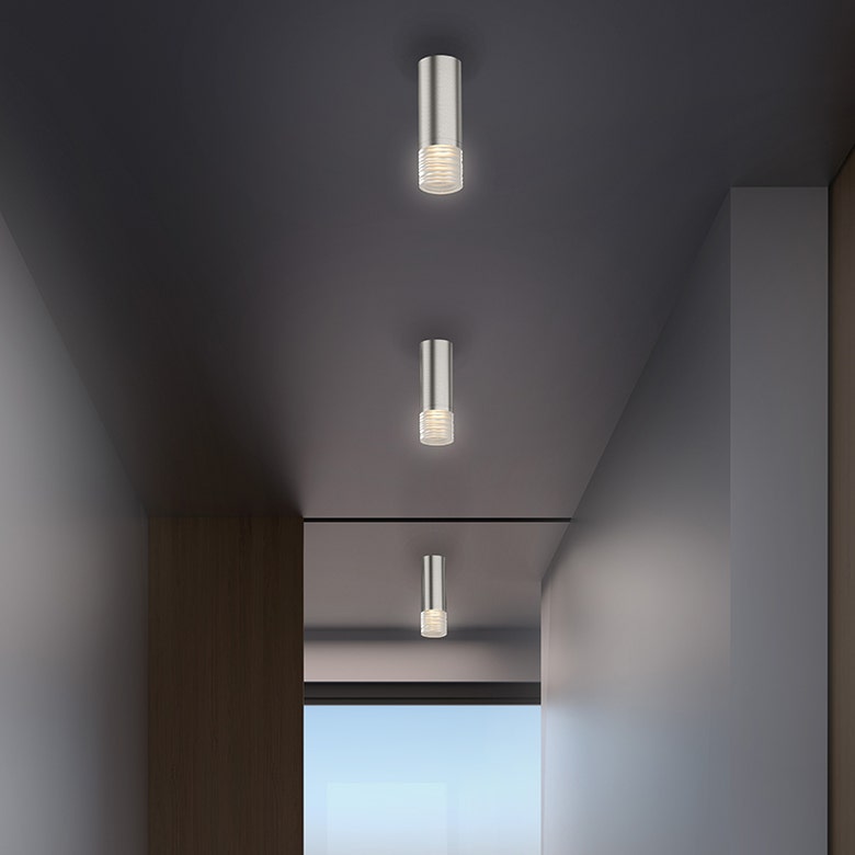 SONNEMAN ALC 1-Light LED Polished Chrome Etched Glass Shape Surface Flush Mount Lighting