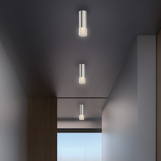SONNEMAN ALC 1-Light LED Polished Chrome Etched Ribbon Glass Trim Shape 35 Medium Flood Lens Surface Flush Mount Lighting