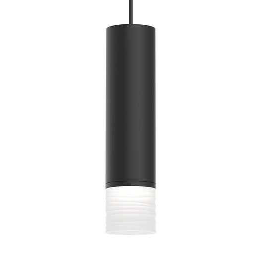SONNEMAN ALC 3" Medium 1-Light LED Satin Black Etched Ribbon Glass Shade 25 Narrow Flood Lens Pendant Light