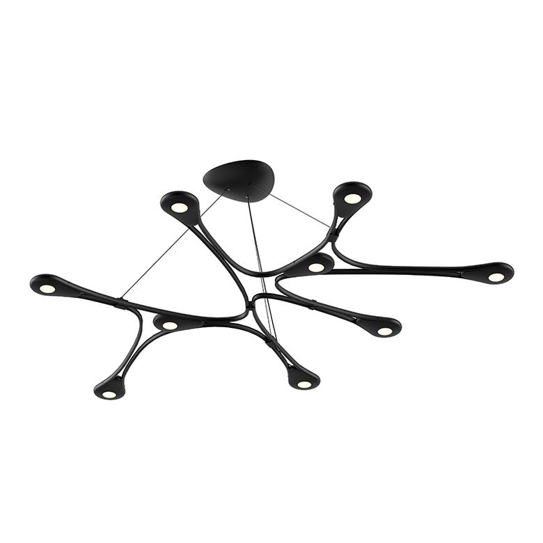 SONNEMAN Abstraction 40" 9-Light LED Satin Black Diecast Aluminum Shade Chandelier