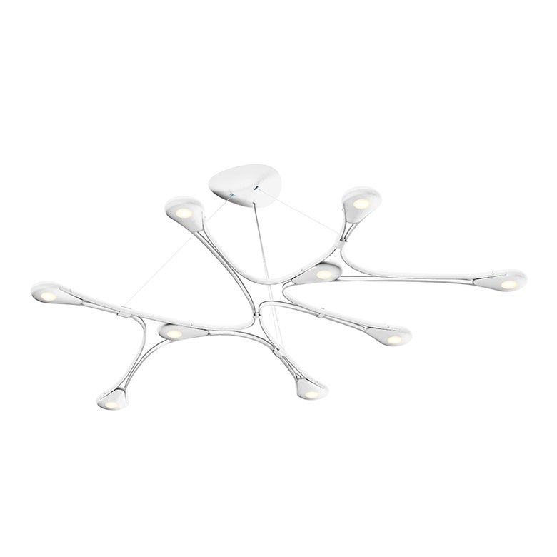 SONNEMAN Abstraction 40" 9-Light LED Satin White Diecast Aluminum Shade Chandelier