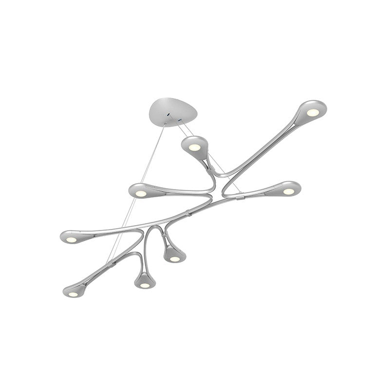 SONNEMAN Abstraction 54" 8-Light LED Bright Satin Aluminum Linear Chandelier