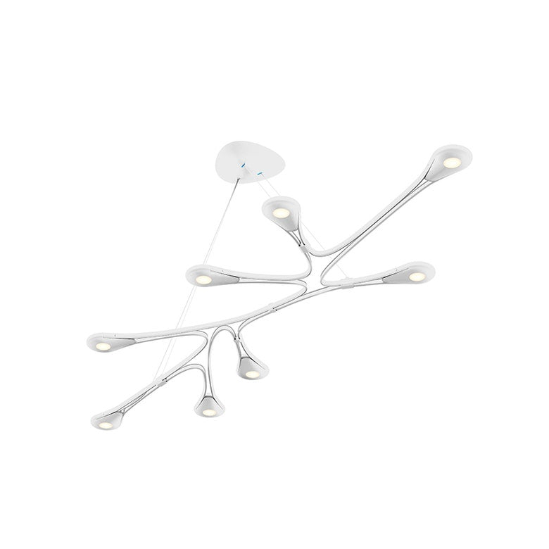SONNEMAN Abstraction 54" 8-Light LED Satin White Diecast Aluminum Shade Linear Chandelier