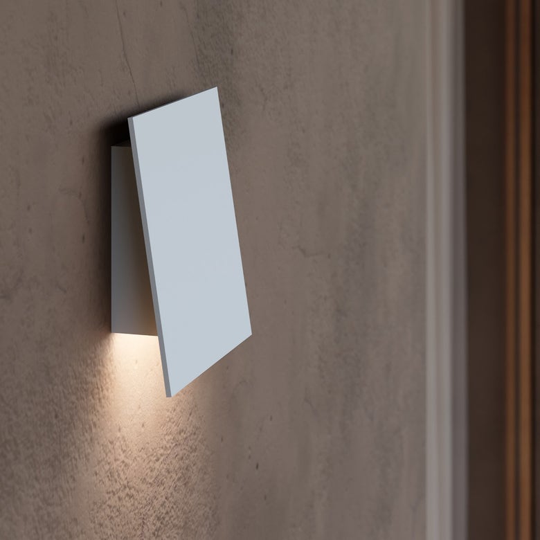 SONNEMAN Angled Plane Integral LED Textured White Aluminum Shade Downlight Wall Sconce