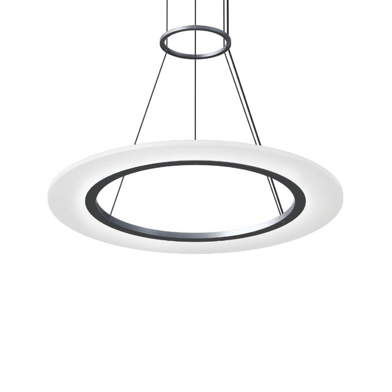 SONNEMAN Arctic Rings 24" 1-Light LED Bright Satin Aluminum Optical Acrylic Single Ring Pendant Light