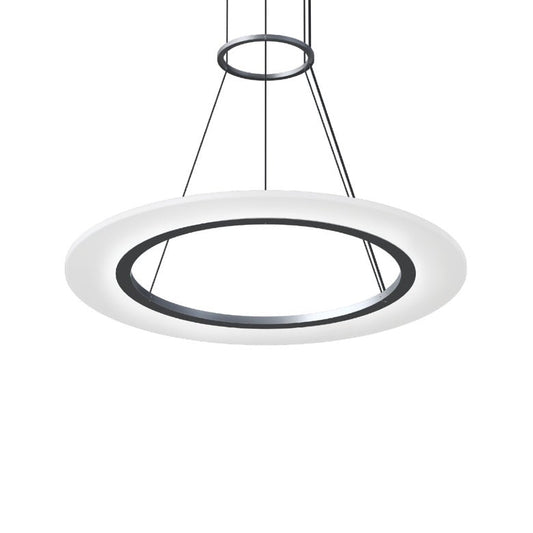 SONNEMAN Arctic Rings 24" 1-Light LED Bright Satin Aluminum Optical Acrylic Single Ring Pendant Light