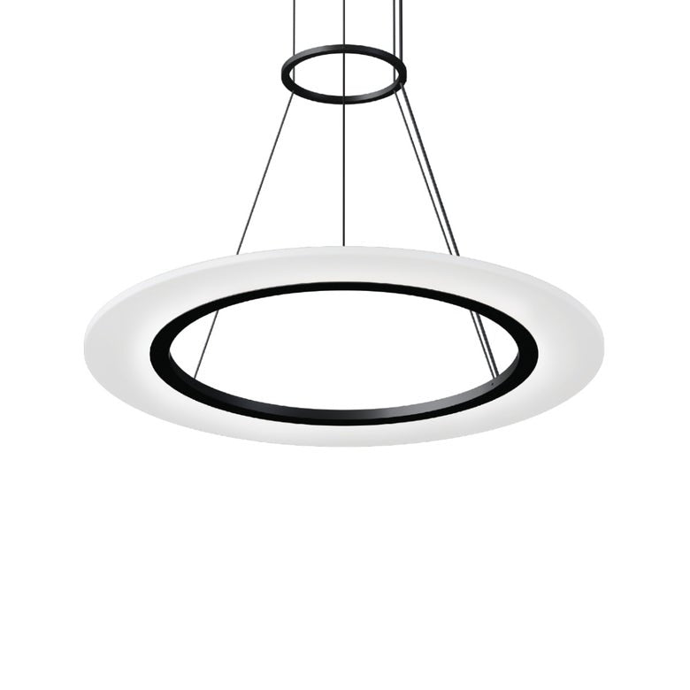 SONNEMAN Arctic Rings 24" 1-Light LED Satin Black Optical Acrylic Single Ring Pendant Light