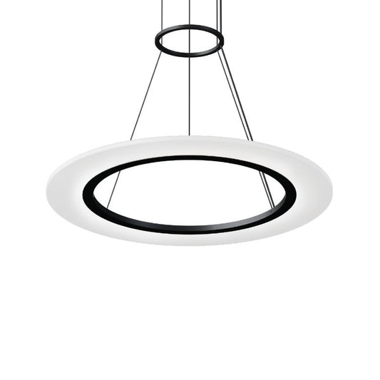 SONNEMAN Arctic Rings 24" 1-Light LED Satin Black Optical Acrylic Single Ring Pendant Light